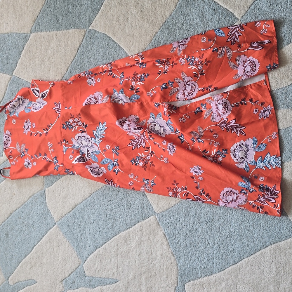 2/$40 Floral Coral Orange Sleeveless Women's Dress